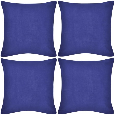 vidaXL Fodere per Cuscini Blu in Cotone 4 pz 40 x 40 cm
