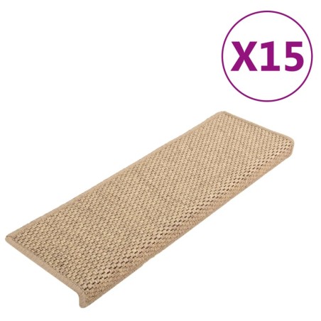 vidaXL Tappeti Autoadesivi Scale Aspetto Sisal 15 pz 65x21x4 cm Sabbia