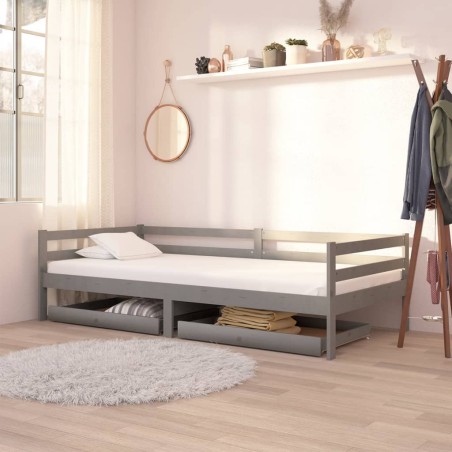 vidaXL Cassetti per Divano Letto 2 pz Grigi in Legno Massello di Pino