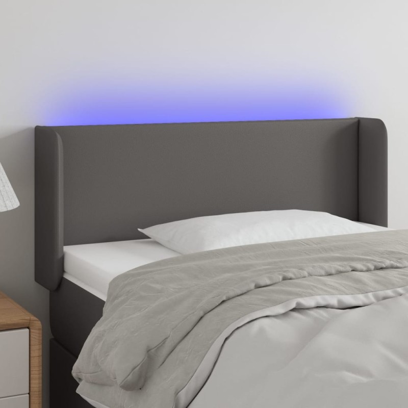 Testiera a LED Grigio 103x16x78/88 cm in Similpelle Testiera a LED Grigio 103x16x78/88 cm in Similpelle