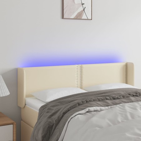 Testiera a LED Crema 147x16x78/88 cm in Similpelle