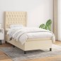 vidaXL Giroletto a Molle con Materasso Crema 90x190 cm in Tessuto