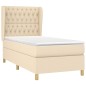 vidaXL Giroletto a Molle con Materasso Crema 90x190 cm in Tessuto