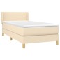 vidaXL Giroletto a Molle con Materasso Crema 90x190 cm in Tessuto