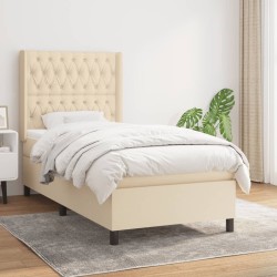 vidaXL Giroletto a Molle con Materasso Crema 90x190 cm in Tessuto