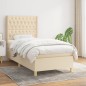 vidaXL Giroletto a Molle con Materasso Crema 90x190 cm in Tessuto