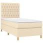 vidaXL Letto a Molle con Materasso e LED Crema 90x190 cm in Tessuto vidaXL Letto a Molle con Materasso e LED Crema 90x190 cm in Tessuto