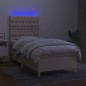 vidaXL Letto a Molle con Materasso e LED Crema 90x190 cm in Tessuto vidaXL Letto a Molle con Materasso e LED Crema 90x190 cm in Tessuto