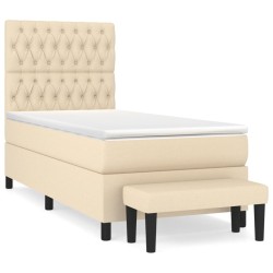 vidaXL Giroletto a Molle con Materasso Crema 90x190 cm in Tessuto