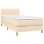 vidaXL Giroletto a Molle con Materasso Crema 90x190 cm in Tessuto