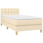 vidaXL Giroletto a Molle con Materasso Crema 90x190 cm in Tessuto