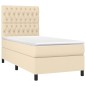vidaXL Giroletto a Molle con Materasso Crema 90x190 cm in Tessuto