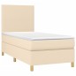 vidaXL Giroletto a Molle con Materasso Crema 90x190 cm in Tessuto