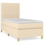 vidaXL Giroletto a Molle con Materasso Crema 90x190 cm in Tessuto