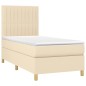 vidaXL Giroletto a Molle con Materasso Crema 90x190 cm in Tessuto