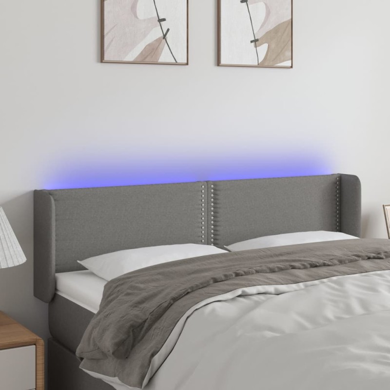 Testiera a LED Grigio Scuro 147x16x78/88 cm in Tessuto Testiera a LED Grigio Scuro 147x16x78/88 cm in Tessuto