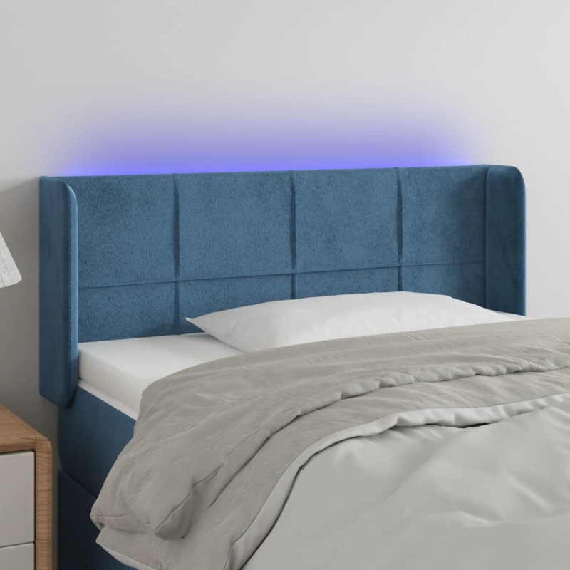 Testiera a LED Blu Scuro 103x16x78/88 cm in Velluto Testiera a LED Blu Scuro 103x16x78/88 cm in Velluto