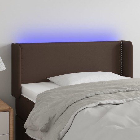 Testiera a LED Marrone 103x16x78/88 cm in Similpelle