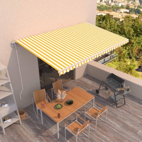 vidaXL Tenda da Sole Retrattile Automatica 500x350 cm Gialla e Bianca