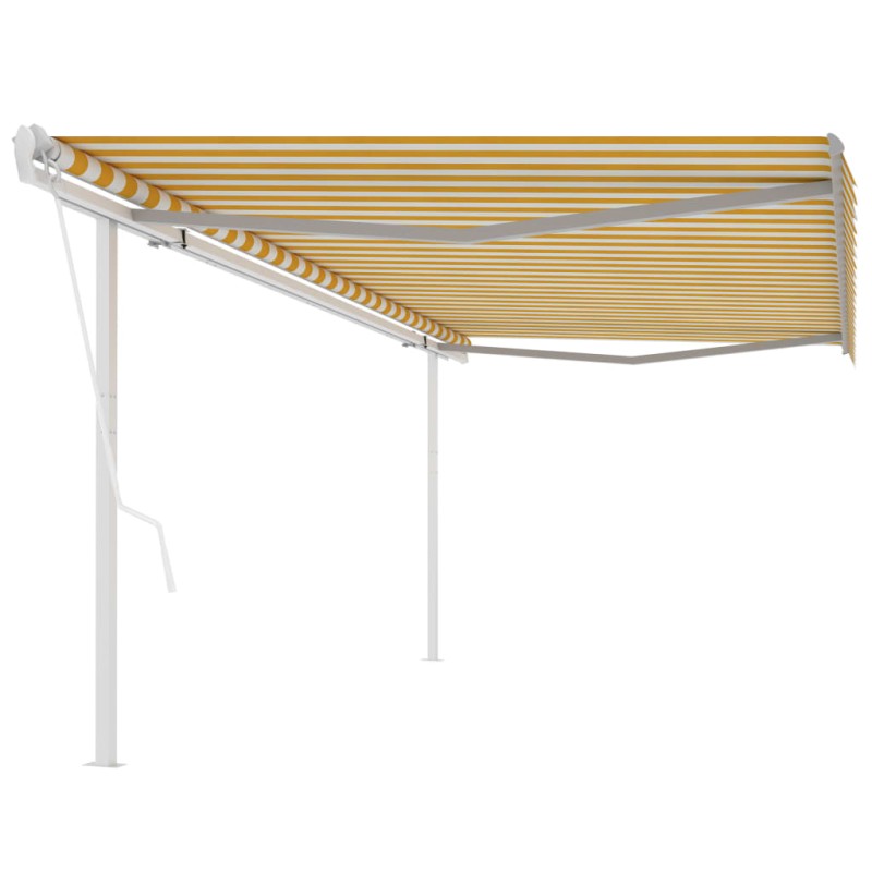 vidaXL Tenda da Sole Retrattile Automatica Pali 5x3,5 m Gialla Bianca vidaXL Tenda da Sole Retrattile Automatica Pali 5x3,5 m Gialla Bianca