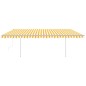 vidaXL Tenda da Sole Retrattile Automatica Pali 5x3,5 m Gialla Bianca vidaXL Tenda da Sole Retrattile Automatica Pali 5x3,5 m Gialla Bianca