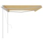 vidaXL Tenda da Sole Retrattile Automatica Pali 5x3,5 m Gialla Bianca vidaXL Tenda da Sole Retrattile Automatica Pali 5x3,5 m Gialla Bianca