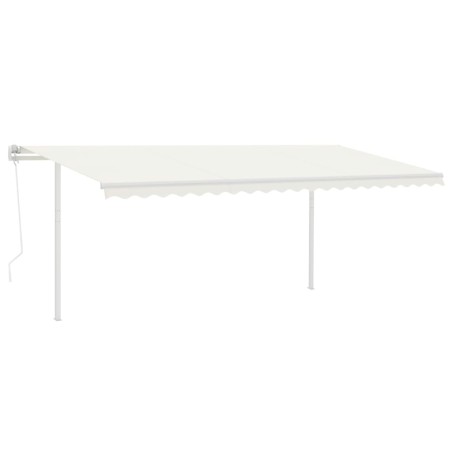 vidaXL Tenda da Sole Retrattile Automatica con Pali 5x3,5 m Crema
