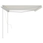 vidaXL Tenda da Sole Retrattile Automatica con Pali 5x3,5 m Crema vidaXL Tenda da Sole Retrattile Automatica con Pali 5x3,5 m Crema