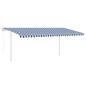 vidaXL Tenda da Sole Retrattile Automatica con Pali 5x3,5 m Blu Bianca