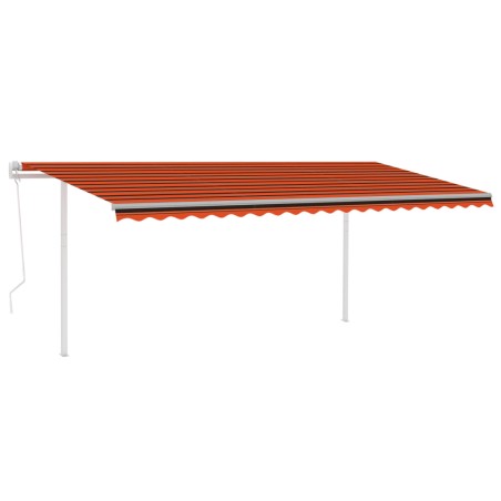 vidaXL Tenda Retrattile Automatica con Pali 5x3,5 m Arancione Marrone