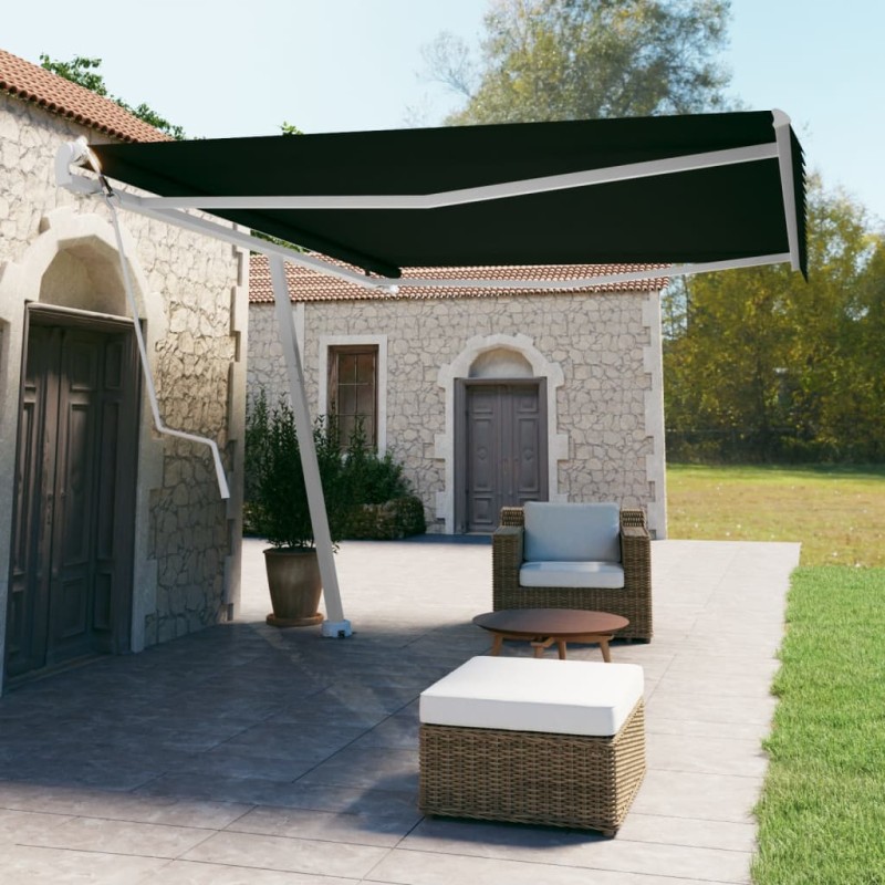 vidaXL Tenda Sole Retrattile Automatica con Palo 500x350 cm Antracite vidaXL Tenda Sole Retrattile Automatica con Palo 500x350 cm Antracite