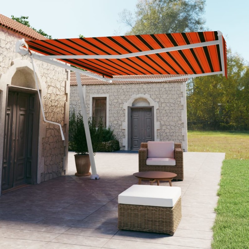 vidaXL Tenda da Sole Autoportante Automatica 500x350cm Arancio Marrone vidaXL Tenda da Sole Autoportante Automatica 500x350cm Arancio Marrone